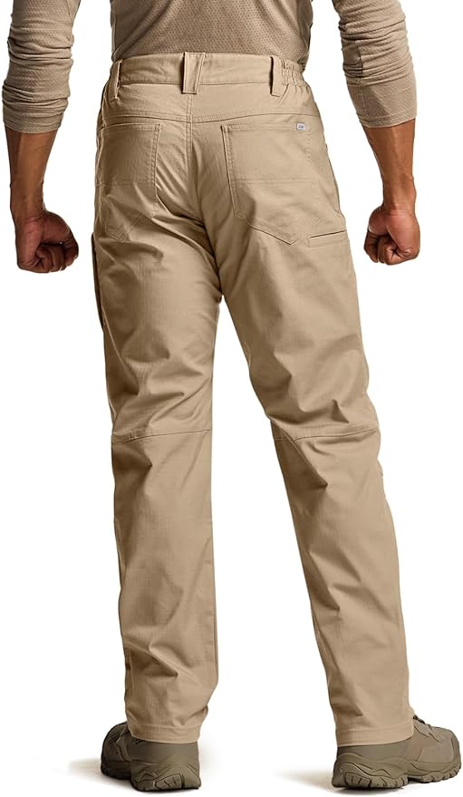 CQR Men's Flex Stretch Tactical Pants, Water Resistant Ripstop Cargo Pants, Lightweight EDC Outdoor Work Hiking Pants