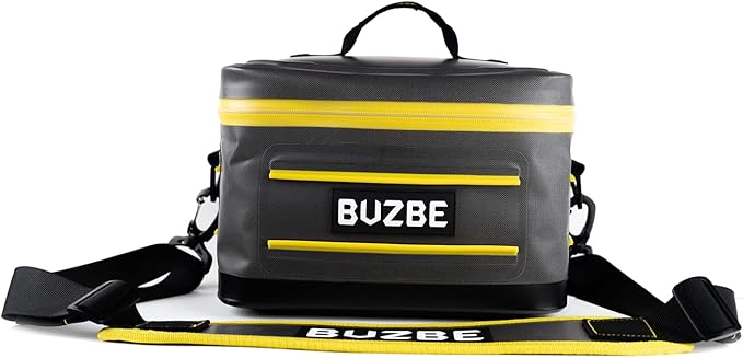 BUZBE Swarm 15 Modular Dry Bag, Premium Waterproof, Customizable Fishing Bag, Compact, Saltwater Ready, Grey and Yellow