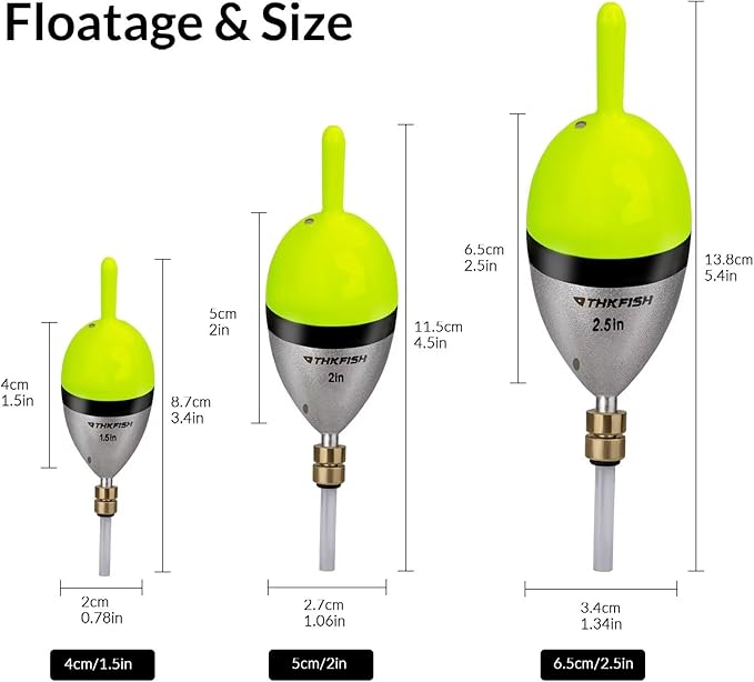 THKFISH Fishing Bobber Slip Bobber Fishing Floats for Crappie Balsa Bobbers for Panfish,Walleye,Salmon Floatage
