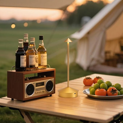 EJQ Cordless Table Lamp,Portable LED Table Light, Rechargeable 6000mAh Battery Operated, 3 Color Stepless Dimming Up Touch Lamp for Restaurant/Bedroom/Bars/Outdoor Party/Camping/Camping Light(Gold)