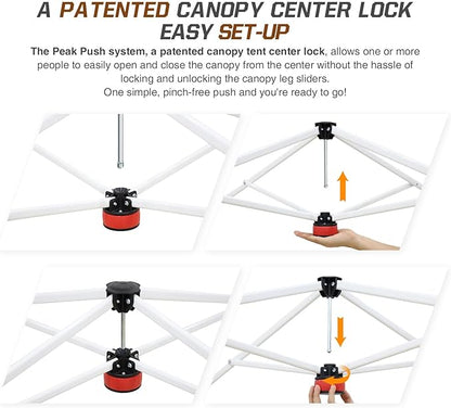 EAGLE PEAK 8x8 Slant Leg Pop-up Canopy Tent Easy One Person Setup Instant Outdoor Beach Canopy Folding Portable Sports Shelter 8x8 Base 6x6 Top (Red)
