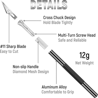 10 Pack Exacto Knife Set, Precision Hobby Knife with Sharp Blades for Crafting, Modeling, Trimming, Stencil Cutting, Wood Carving, Scrapbooking, DIY, and Art Projects (Black)