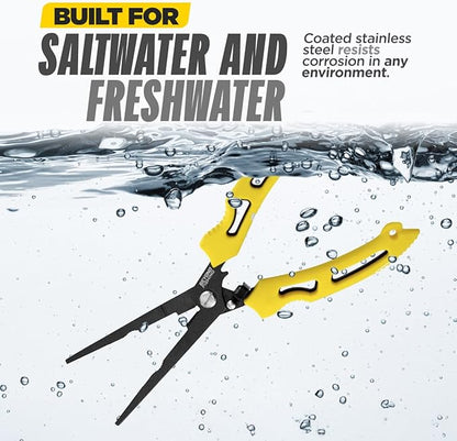 Beyond Fishing QuickRig Fishing Pliers – Multifunction Stainless Steel Split Ring Pliers for Fishing with Line Cutter & Crimper – Corrosion Resistant & Spring Loaded Design