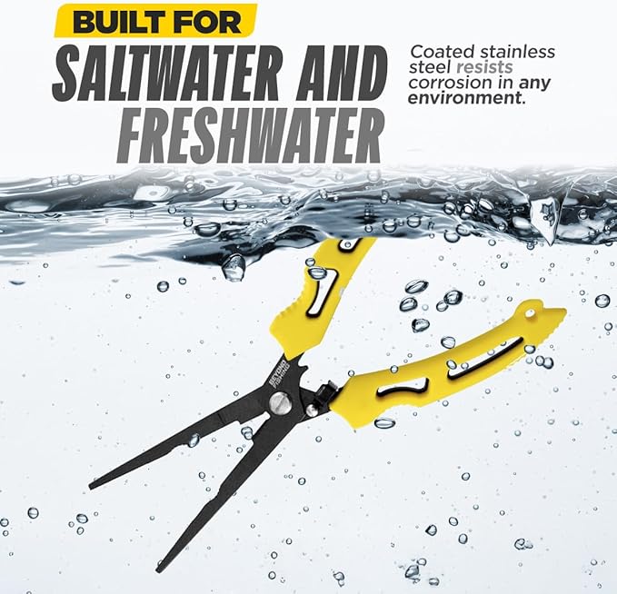 Beyond Fishing QuickRig Fishing Pliers – Multifunction Stainless Steel Split Ring Pliers for Fishing with Line Cutter & Crimper – Corrosion Resistant & Spring Loaded Design