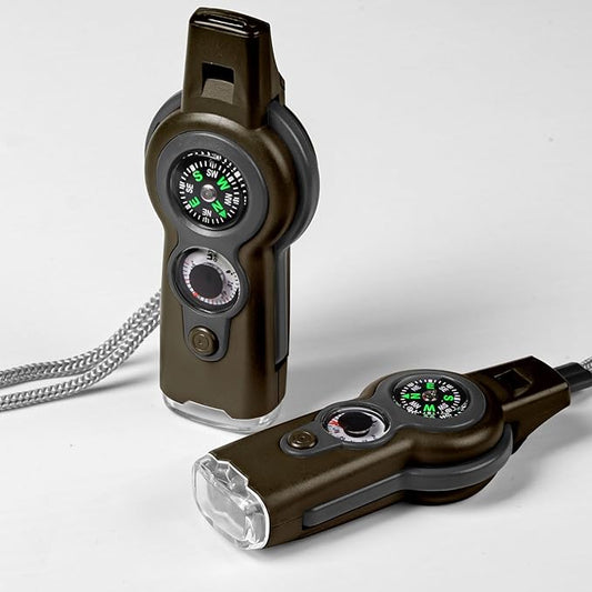 Emergency Survival Function Whistle, Outdoor Multifunctional Tool Safety Whistle with Lanyard, Ideal for Kayaking, Boating, Hiking, Camping, Climbing, Hunting, Fishing, Rescue Signaling