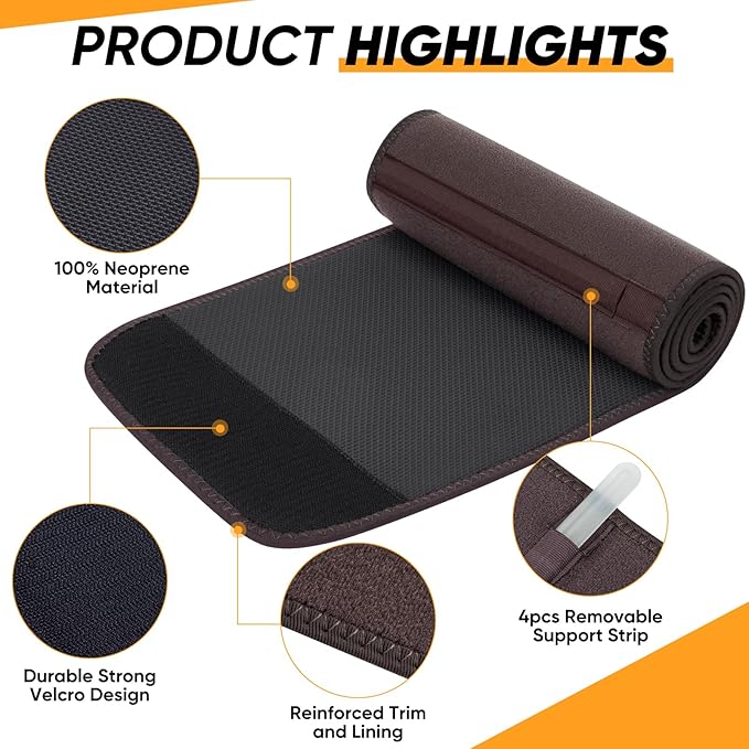 APEXUP Sweat Waist Trainer for Women and Men, Neoprene Waist Trimmer Belt Slimming Sweat Band with Removable Lumbar Support