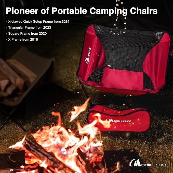 MOON LENCE Portable Camping Chair Backpacking Chair - The 4th Generation Ultralight Folding Chair - Compact, Lightweight Foldable Chairs for Hiking Mountaineering, Beach