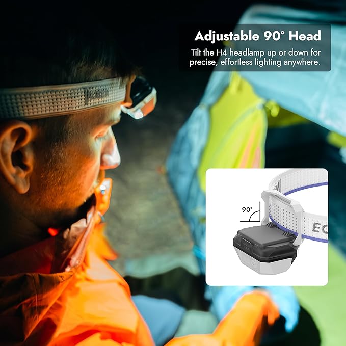 WUBEN H4 LED Headlamp Rechargeable, 800 Lumens Super Bright Head lamp, IP68 Waterproof headlamp with Motion Sensor, Headlight Flashlight 10 Modes with Red Light, for Camping Fishing& Hiking Gear