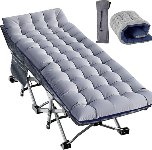 Slsy Oversized XXL Folding Camping Cot for Adults with Pad, Padded Portable Sleeping Cots, Camp Bed with Carry Bag for Outdoor Travel, Beach, Hiking