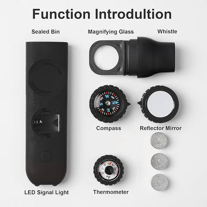 Emergency Survival Safety Whistle，Whistle for Kids with Lanyard,Compass,Thermometer,Ideal for Kayaking, Boating, Hiking, Camping, Climbing