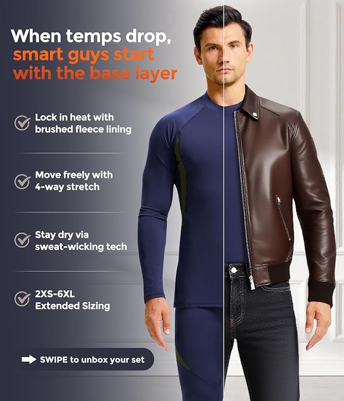 CL convallaria Thermal Underwear Long Johns Set Mens Winter Gift Hunting Gear Sport Base Layer Bottom Top