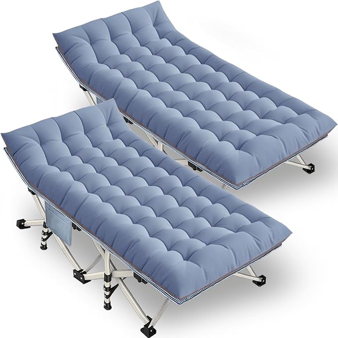 2 Pack Extra Wide Cot XXL Sleeping cots for Adults 79" L x 32" W x 18" H Camping Cot with Comfortable Mattress Camping Cots Include Carry Bag for Adults Vacation Indoor Outdoor