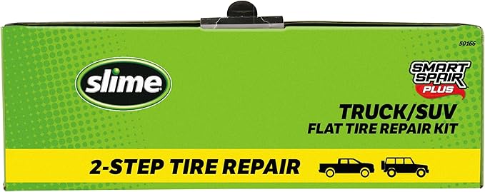 Slime 50166 Flat Tire Puncture Repair, Smart Spair Plus, Emergency Kit for Car Tires, Includes Sealant and Tire Inflator Pump, Suitable forTruck/SUV, 18 Min Fix