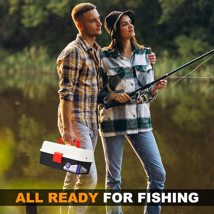 3 Layers Tackle Box with Tackle Included, 321Pcs Fishing Lures Kit Contains Pliers, Crankbait, Hooks, Weights & Accessories, Fishing Gear Bait Lure Gifts for Men Bass Freshwater (White Black)