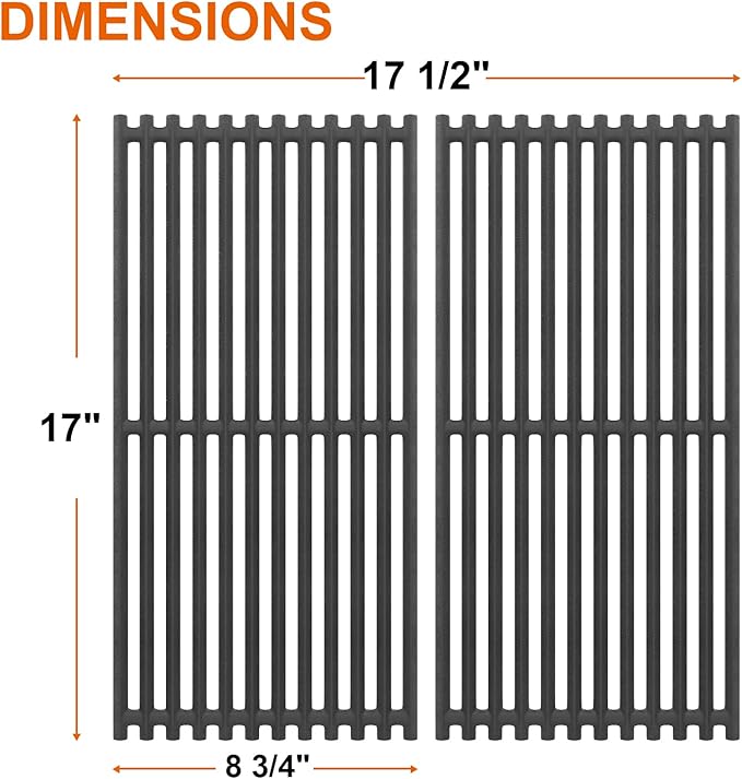 BBQ Future 17" Grill Grates for Charbroil 2-Burner Tru-Infrared Gas Grills 463644220 463642316 463632320 463632520, Cast Iron Cooking Grid Replacement Part G369-0030-W2 for Charbroil Grill Parts
