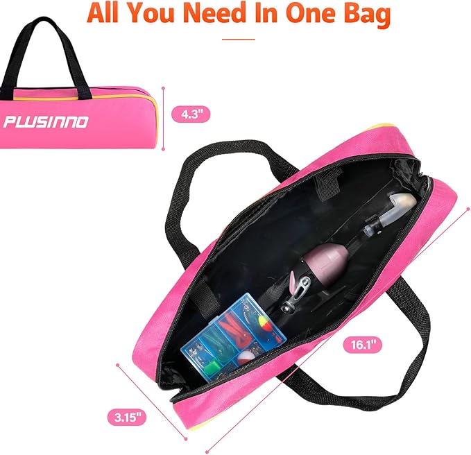 PLUSINNO Kids Fishing Pole with Spincast Reel Telescopic Fishing Rod Combo Full Kits for Boys, Girls, and Adults