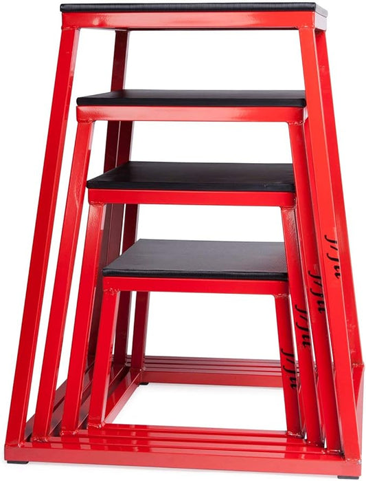 JFIT Plyometric Boxes - Made in Taiwan NO Assembly Required Single - Height Box Set and Adjustable Box Options Plyometric Platform and Jumping Agility Box for Training Conditioning Strength Training