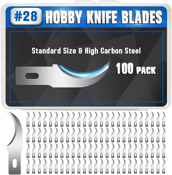 DIYSELF 100 Pack Exacto Knife Blade Refills #18, Hobby Blades Replacement, 18 Craft Knife Blades for Craft Knife Precision Knife, High Carbon Steel Exacto Knife Blades for Scrapbooking, Stencil (#28)