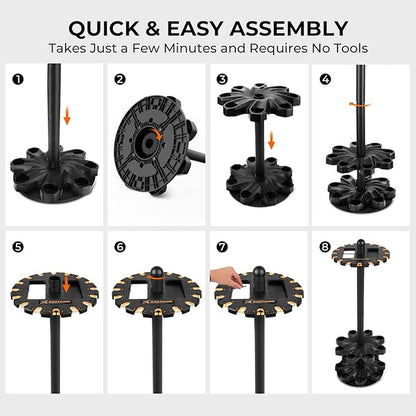 KastKing V16 Fishing Rod Rack With Rotating Base- Fishing Pole Rack Holds Up to 16 Fishing Rods or Combos, Lightweight and Durable ABS Construction, Space-Saving Fishing Rod Holders for Garage