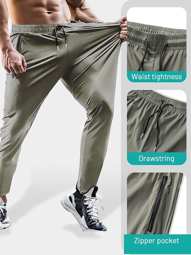 Men's Hiking Pants Quick-Dry Lightweight Sweatpants Outdoor Fishing Pants Water Resistant with Zipper Pockets