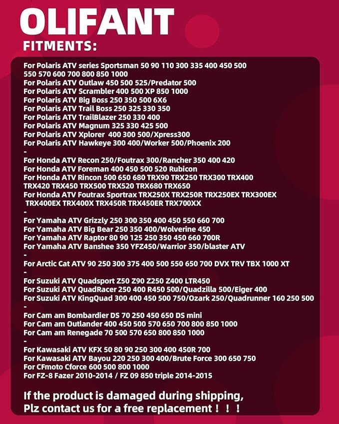 ATV Motorcycle Rear View Mirrors for Polaris Sportsman Honda Foreman Yamaha Big Bear Arctic Cat Suzuki Quadsport CFmoto Cforce 8mm/10mm Adapter 7/8" Handlebar Mount for Quads GY6 Scooters Mopeds