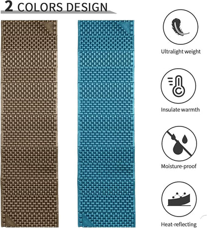 Foam Camping Pads for Hiking, Ultralight Closed Cell Mattress, Waterproof Soft Mat for Adults, Wide Picnic Yoga Mats, Folding Sleeping Pad for Outdoor Backpacking