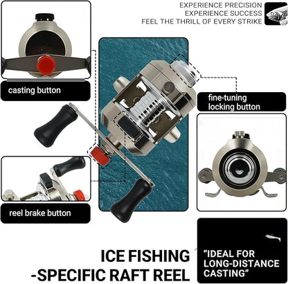 Ice Fishing Rod Reel Combo Complete Set Ice Fishing Gear with Backpack Seat Ice Cleats Ice Fishing Jigs Line Full Ice Fishing Kit