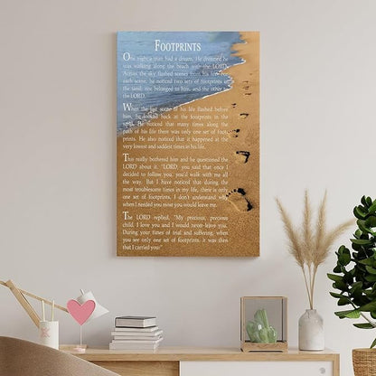 AYLIDEGHSF Footprints In The Sand Wall Art Footprints In The Sand Poster Foot Prints Poem Gifts Wall Decor Aesthetic Unframe-style 12x18inch(30x45cm)