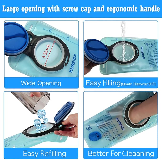 Hydration Bladder 2L-3L,Leak Proof Water Reservoir,BPA Free,Wide Opening, Military Water Bladder Combined with Hydration Backpacks for Biking Hiking Running Camping Climbing.