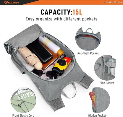 SKYSPER Foldable Hiking Backpack - 10L Small Lightweight Daypack Breathable Travel Backpacks for Men Women