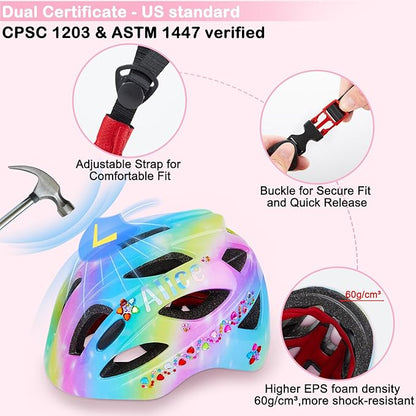 Kids Helmet 3-8 Adjustable Toddler Helmets with Kids Knee Pads and Elbow Pads Set for Cycling, Scooters, Skateboarding, Skating