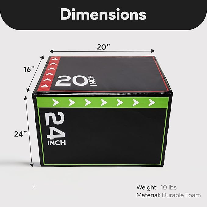 BalanceFrom 3-in-1 Foam Plyometric Jump Box for Home Gym with Multiple Height Options – Versatile Plyo with Non-Slip Surface for Strength, HIIT, Step-Ups, and Agility Training