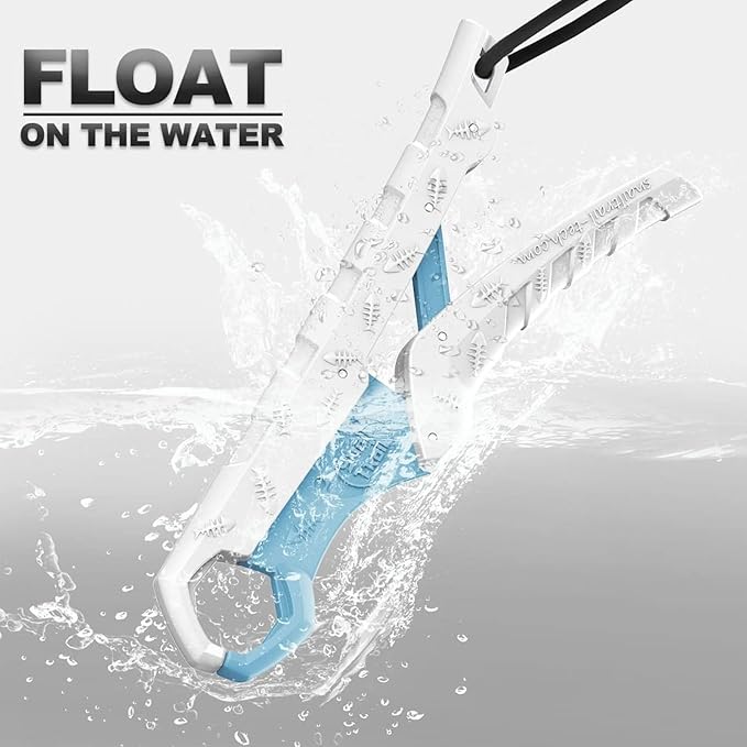 SNAIL TRAIL 7.5''/9'' Floating Fish Gripper, Fishing Grabber, Catfish Mouth Pliers, Caught Bass Holder, Digital Scale Hook Clamp, Saltwater Lip Grip Tool with Lanyard, Gifts for Men