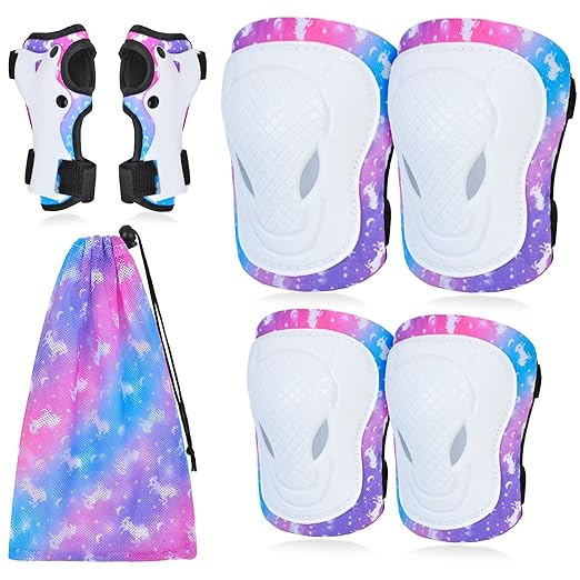 Kids Knee Pads Elbow Pads Set, 7 in 1 Skating Protective Gear Skateboard, Roller Skating, Scooter, Cycling,for Kids 3-8 Years
