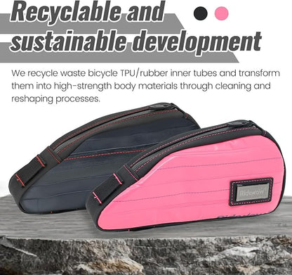 RideRow Bike Top Tube Bag Bicycle Front Frame Bag Waterproof Bike Pouch Pack,Phone Bag Cycling Accessories Pouch for Mountain Road Bike Pink