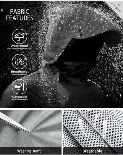 iCreek Rain Suit Waterproof Jacket with Pants 2 Pieces Breathable Lightweight Packable Raincoat with Hooded Rain Gear Unisex