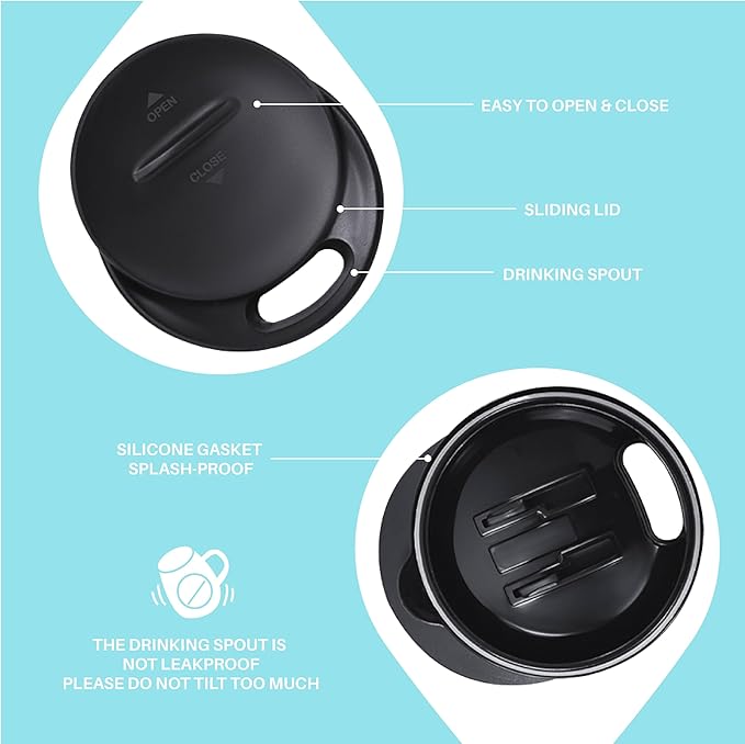 Ideus 16 oz (470 ml) Insulated Coffee Mug with Handle and Lid, Double Wall Stainless Steel Vacuum Thermal Coffee Mug, Travel Coffee Cup Thermal Cup for Home and Office (Sky Blue)