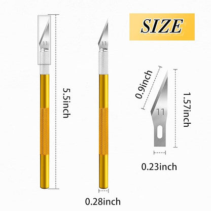 Exacto Knife Craft Knife Hobby Knife 74 Pack with 4 Upgrade Sharp Hobby Knives and 70 Spare Knife Blades for Art, Scrapbooking,Stencil (Gold)