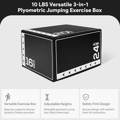 BalanceFrom 3-in-1 Foam Plyometric Jump Box for Home Gym with Multiple Height Options – Versatile Plyo with Non-Slip Surface for Strength, HIIT, Step-Ups, and Agility Training