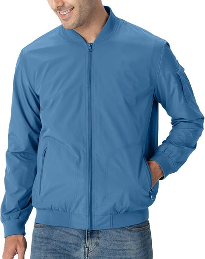 TBMPOY Men's Lightweight Bomber Jackets Light Windbreaker Casual Stylish Fall Golf Zip Up Dress Business Varsity