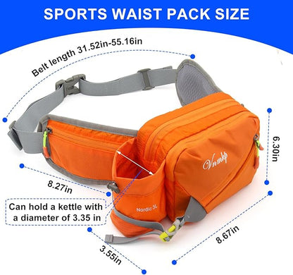 Waist Pack with Water Bottle Holder for Men and Women for Running Climbing Hiking Fitness Cycling and Other Outdoor Sports (Orange)