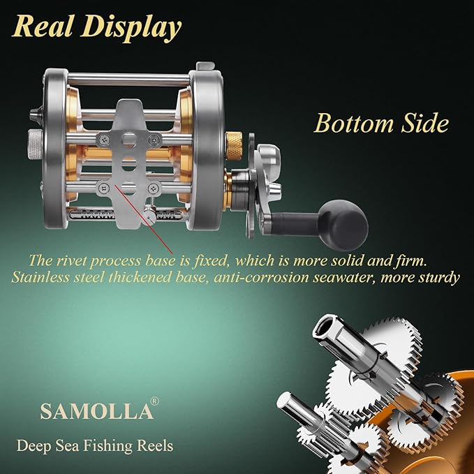 Deep Sea Fishing Reels 44-66Lb Max Drag for Saltwater or Freshwater Ocean Conventional Reel Saltwater Fishing Reel for Tuna Sailfish Swordfish