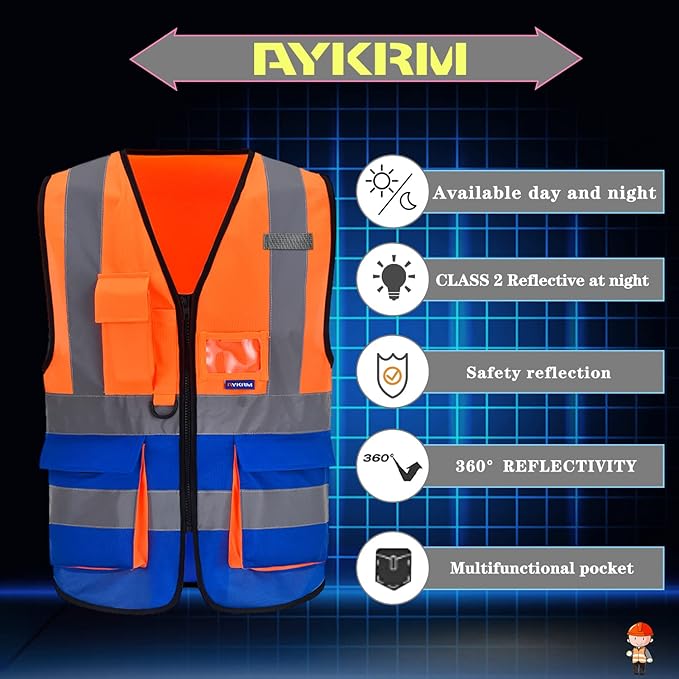 A-SAFETY High Visibility Reflective Safety Vest Customize Logo (XS-8XL)