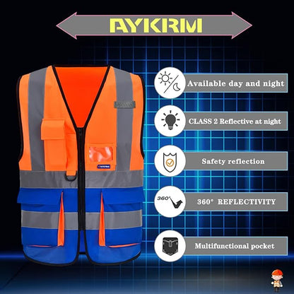 A-SAFETY High Visibility Reflective Safety Vest Customize Logo (XS-8XL)
