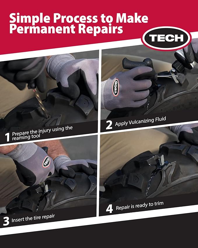 TECH Permacure Truck Tire Plug Kit – Ideal Tools and Flat Tire Fix for Trucks, Tractors, and Large Tires (40 Heavy-Duty Plugs for Emergency Tire Patch and Puncture Repair)