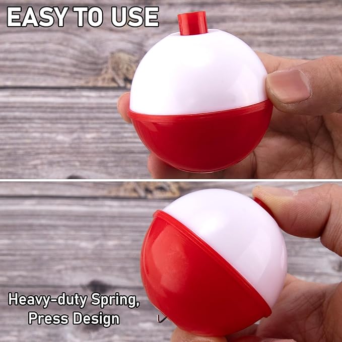 Dr.Fish 20 Pack Fishing Bobbers, Snap on Fishing Floats Hard ABS Spring Float Push Button Bobber for Trout Bass Crappie Freshwater