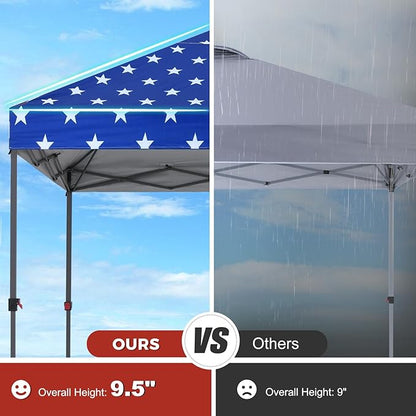 ABCCANOPY Pop Up Canopy with Sidewall,10x10 Outdoor Canopy Tent with Storage Sidewall for Commercial Events with 4 Weights (American Flag)