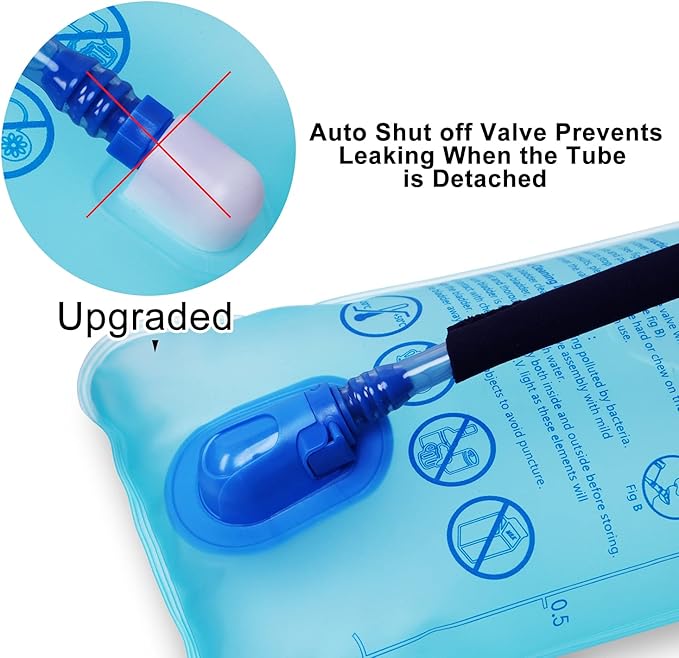 3L 2L 1.5L Hydration Bladder, Upgraded Leak Proof 50OZ/ 70OZ/ 100OZ 3 Liter Water Reservoir for Most Hydration Pack Replacement with Quick Release Insulated Tube & Auto Shut-Off Valve Outdoor