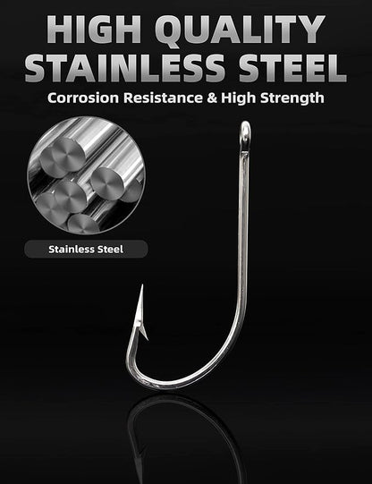 BLUEWING Stainless Steel SS O' Shaughnessy Hooks 5pcs/10pcs Heavy Duty Long Shank for Saltwater & Freshwater