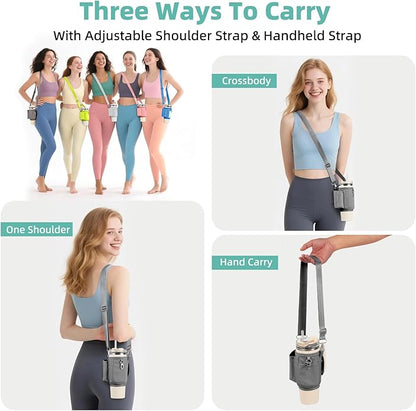 All Day Quencher Carry All for Stanley 40/30 oz Tumbler, Crossbody Bag with Phone Holder & Strap, Water Bottle Carrier Bag